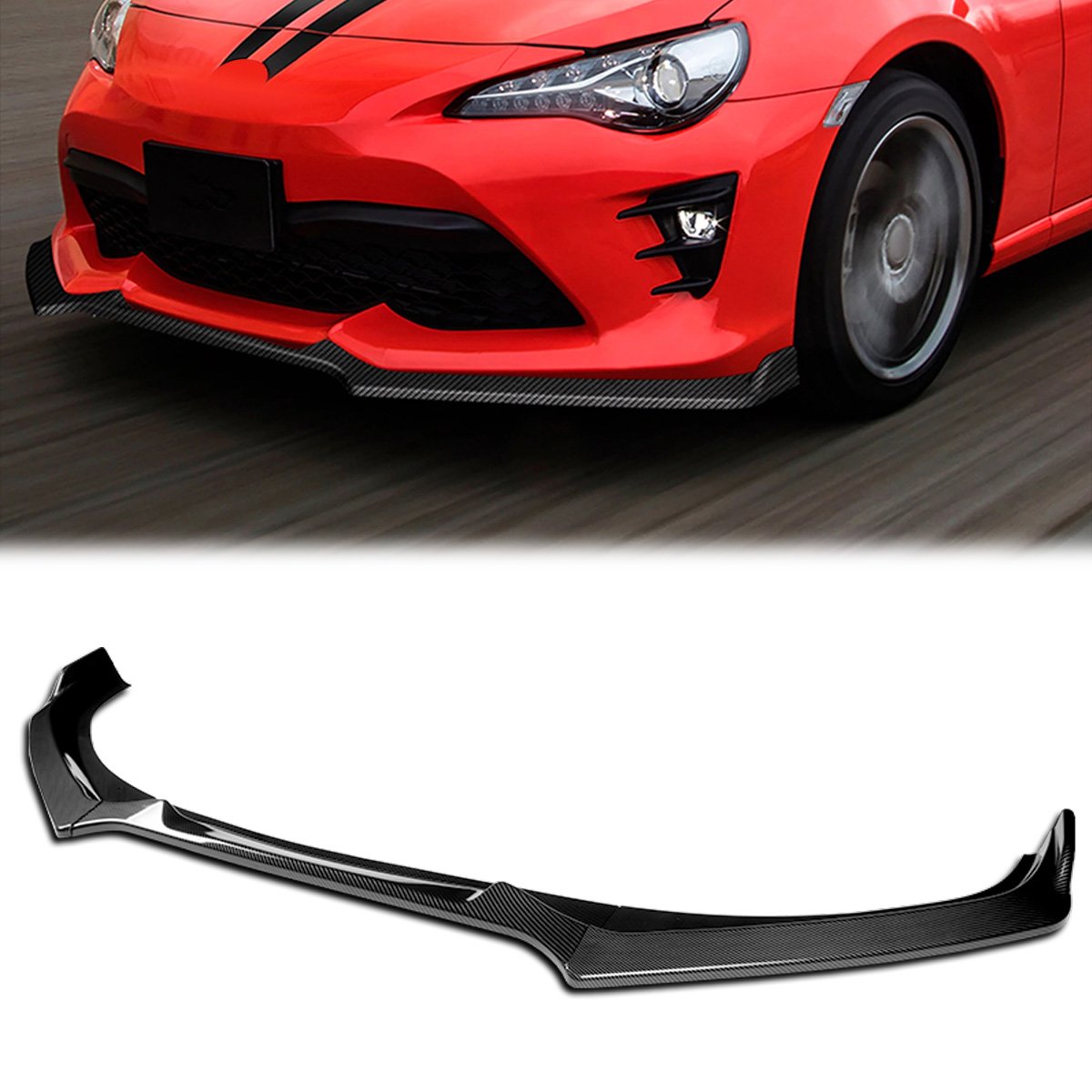 Stay Tuned Performance, 17-20 Toyota 86 Front Bumper Lip - 3 Pieces CS-Style [Carbon Fiber Look]