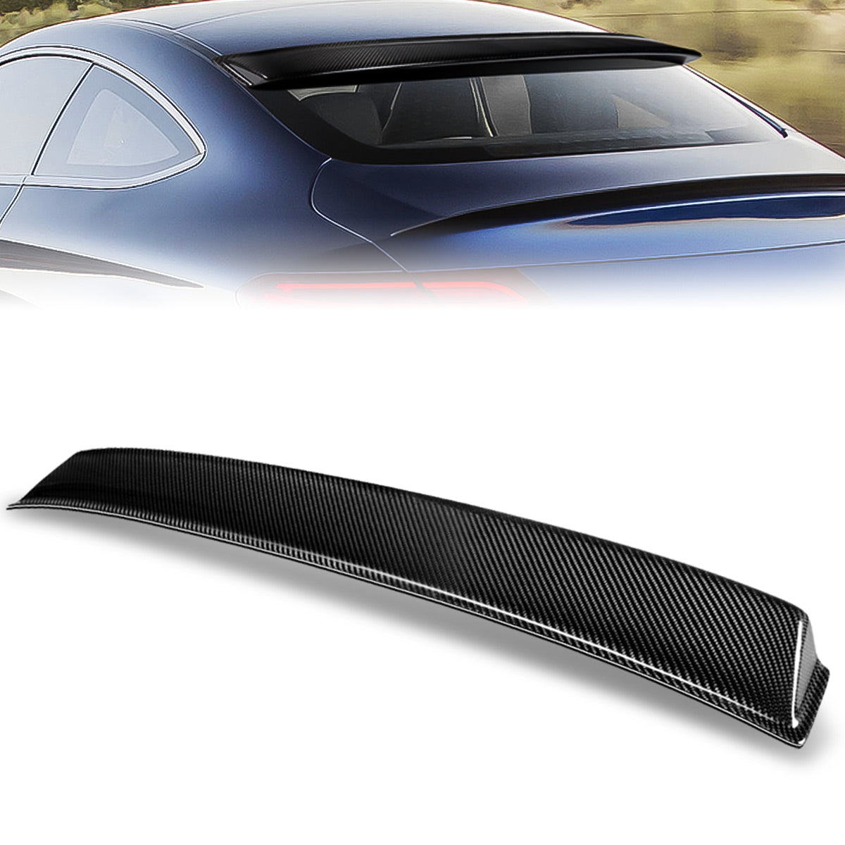 Stay Tuned Performance, 17-21 Mercedes-Benz C63 AMG C300 C200 Coupe Rear Window Windshield Roof Spoiler - Carbon Fiber