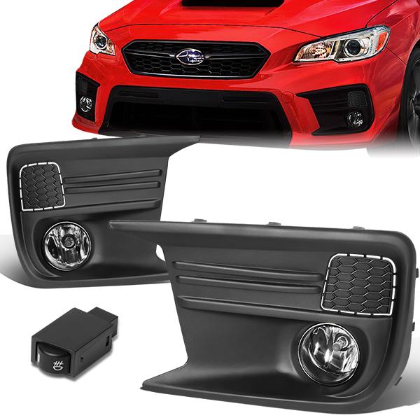 DNA Motoring, 18-19 Subaru WRX Clear Lens Fog Lights - w/Bezel+Switch+Bulbs