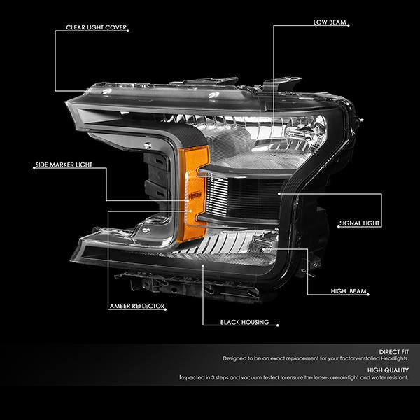 Nuvision Lighting, 18-20 Ford F-150 Headlight - Black Housing Amber Corner