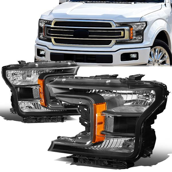 Nuvision Lighting, 18-20 Ford F-150 Headlight - Black Housing Amber Corner