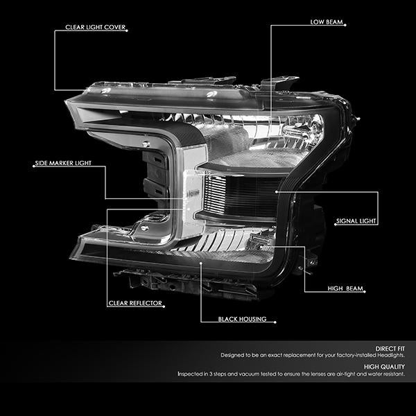 Nuvision Lighting, 18-20 Ford F-150 Headlight - Black Housing Clear Corner