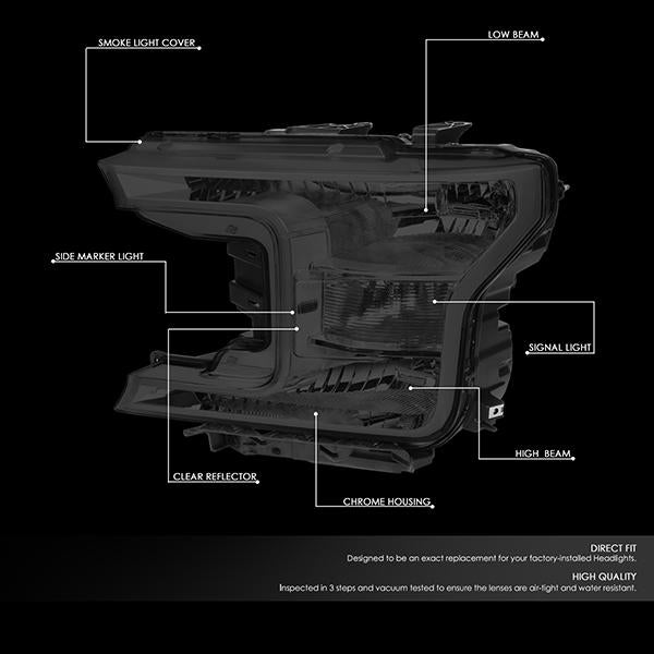 Nuvision Lighting, 18-20 Ford F-150 Headlight - Smoked Housing Clear Corner