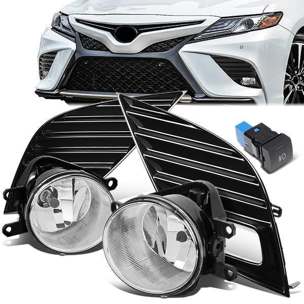 DNA Motoring, 18-20 Toyota Camry SE/XSE Clear Lens Fog Lights - w/Bezel+Switch+Bulbs