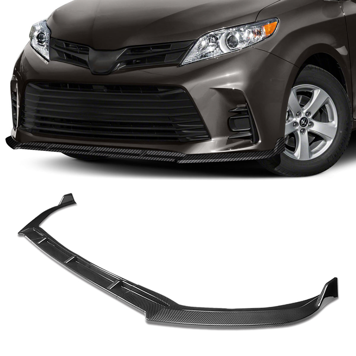 Stay Tuned Performance, 18-20 Toyota Sienna MP-Style Front Bumper Lip - Carbon Fiber Look