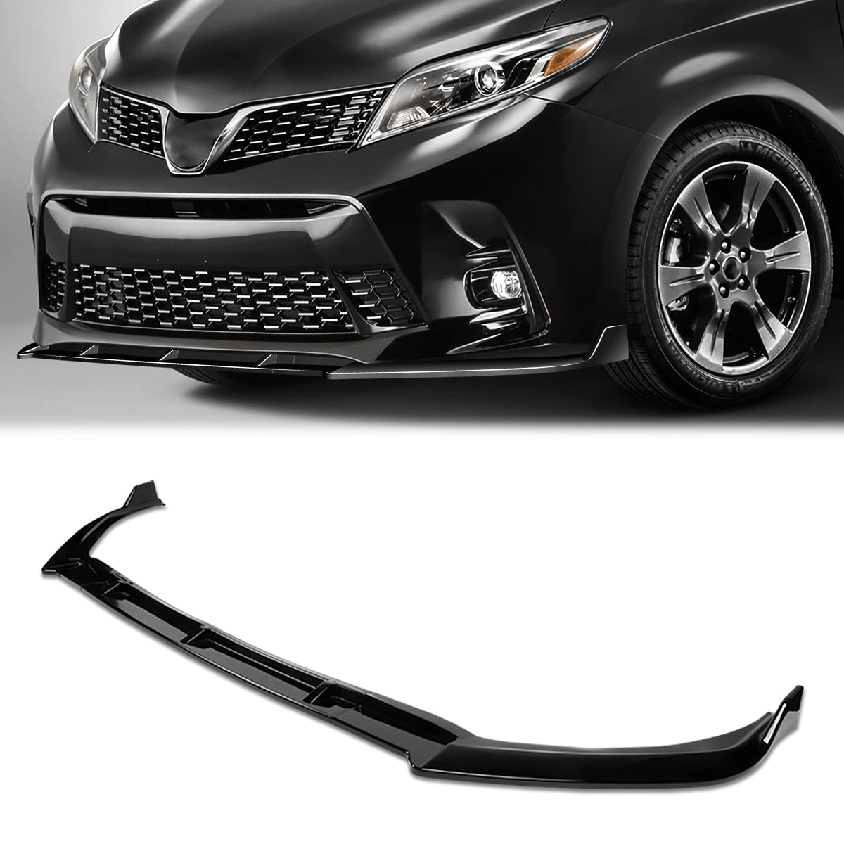 Stay Tuned Performance, 18-20 Toyota Sienna MP-Style Front Bumper Lip - Gloss Black