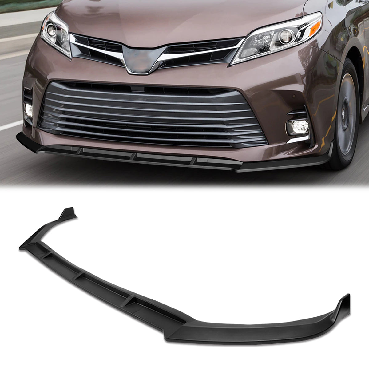 Stay Tuned Performance, 18-20 Toyota Sienna MP-Style Front Bumper Lip - Matte Black