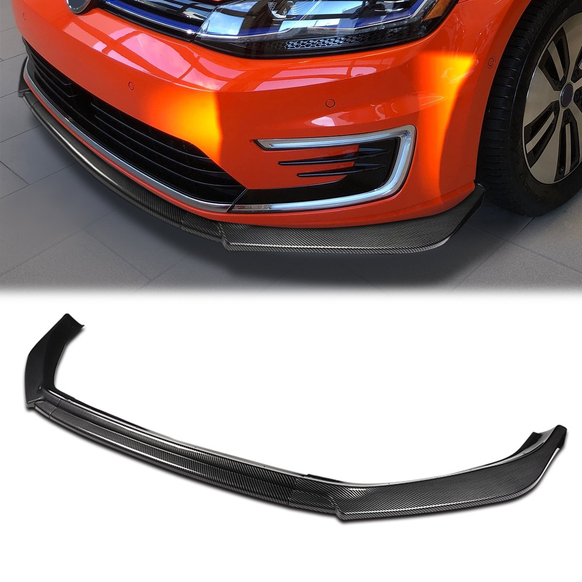 Stay Tuned Performance, 18-21 Volkswagen Golf Front Bumper Lip - 3 Pieces Design [Carbon Fiber Look]