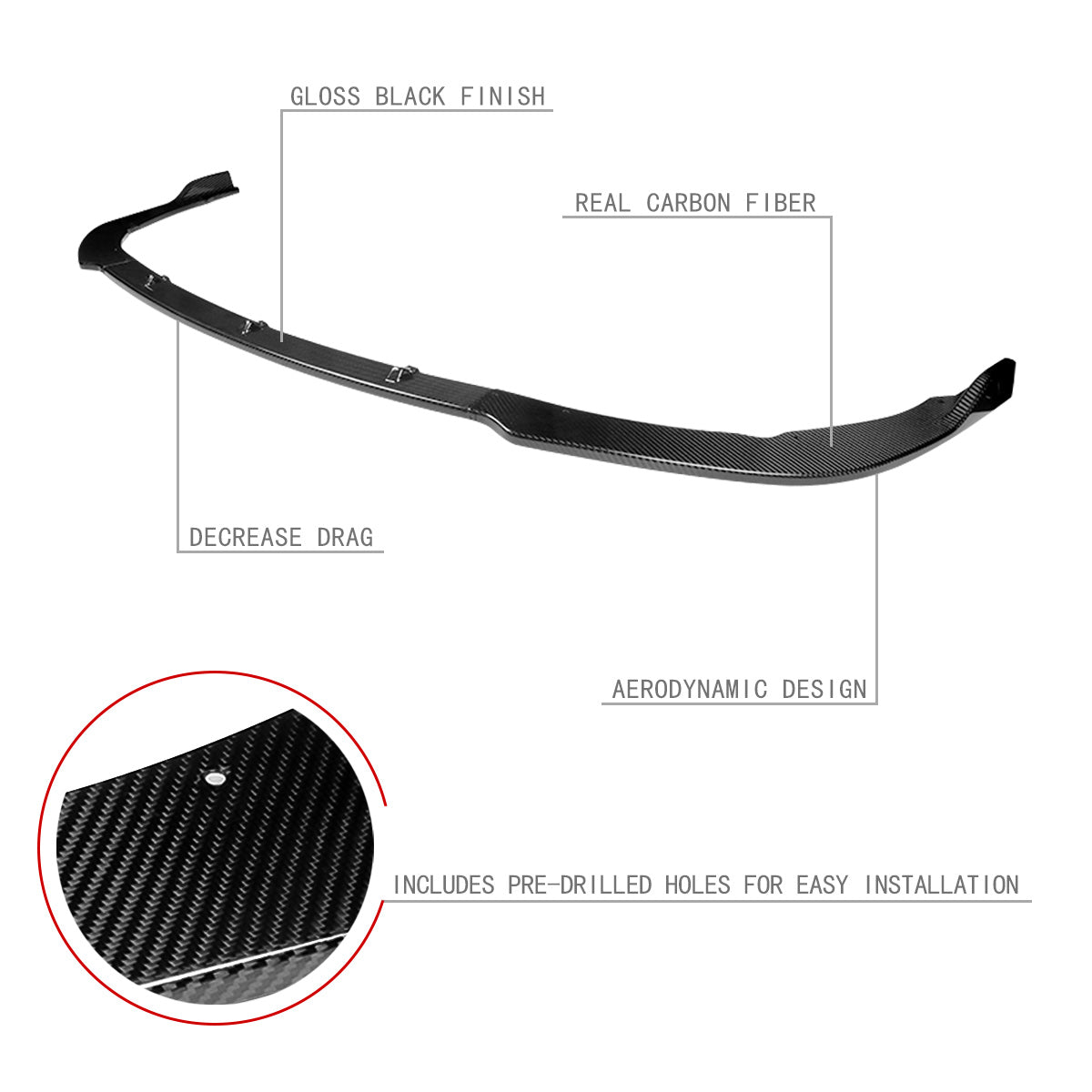 Stay Tuned Performance, 18-22 Toyota Camry SE XSE Front Bumper Lip - 3 Pieces Design [Real Carbon Fiber]