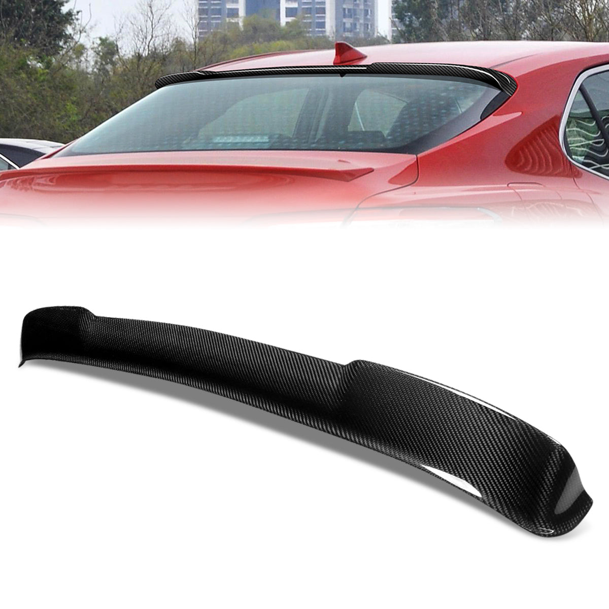 Stay Tuned Performance, 18-22 Toyota Camry V-Style Rear Window Roof Spoiler - Carbon Fiber