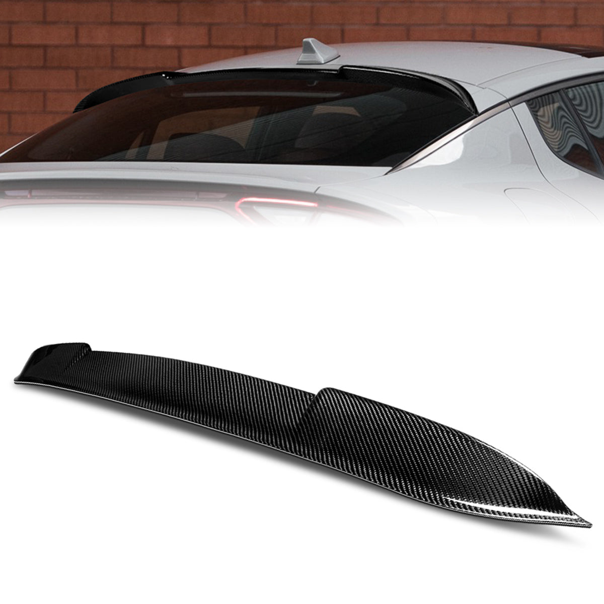 Stay Tuned Performance, 18-23 Kia Stinger VIP-Style Rear Window Roof Spoiler - Carbon Fiber