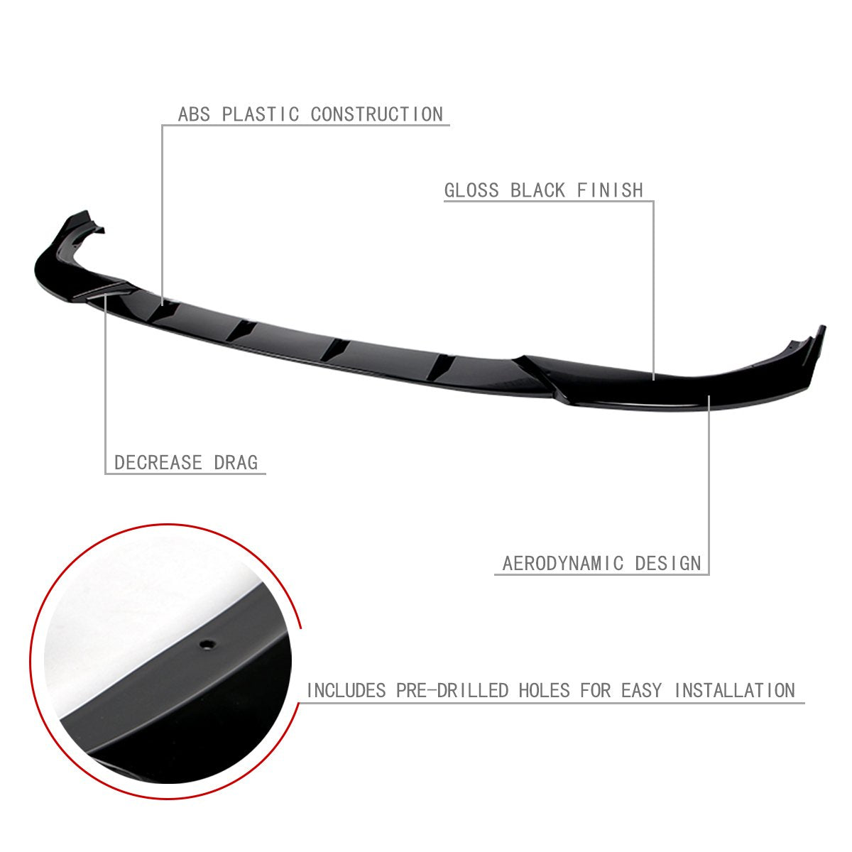 Stay Tuned Performance, 19-20 BMW 330i M340i 330e G20 M Sport Front Bumper Lip - 3 Pieces Design [Gloss Black]