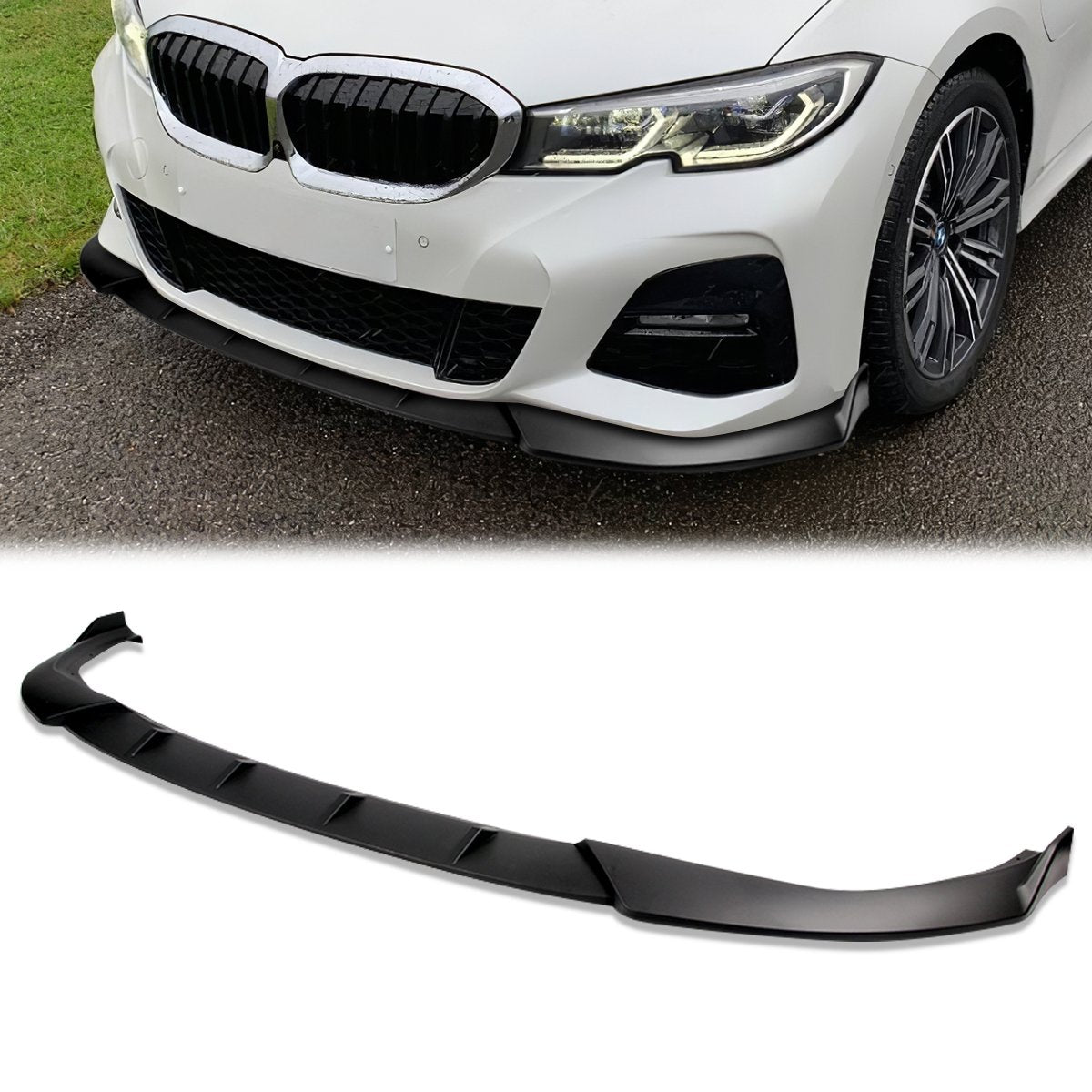 Stay Tuned Performance, 19-20 BMW 330i M340i 330e G20 M Sport Front Bumper Lip - 3 Pieces Design [Matte Black]