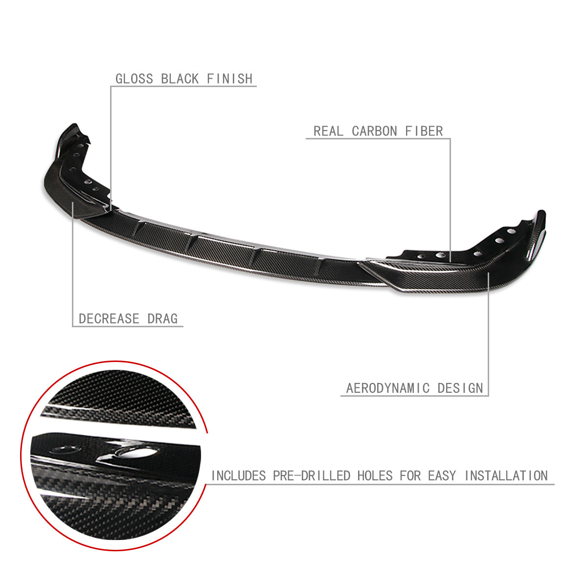 Stay Tuned Performance, 19-20 BMW 330i M340i 330e G20 M Sport Front Bumper Lip - 3 Pieces Design [Real Carbon Fiber]