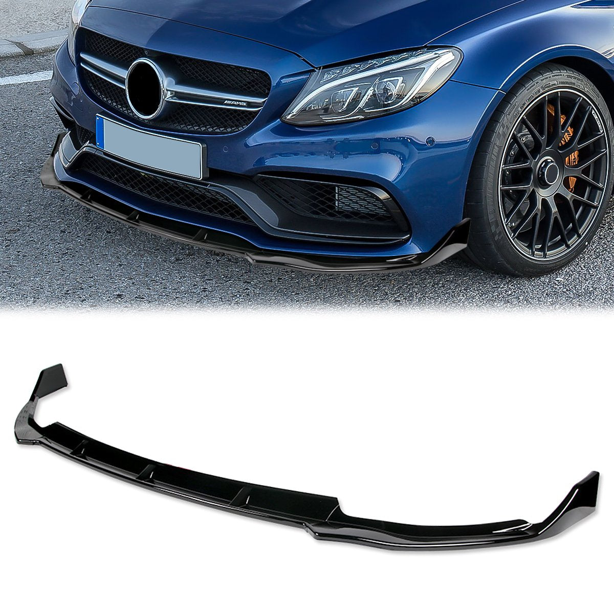 Stay Tuned Performance, 19-20 Mercedes-Benz C-Class W205 Front Bumper Lip -3 Pieces Style [Gloss Black]