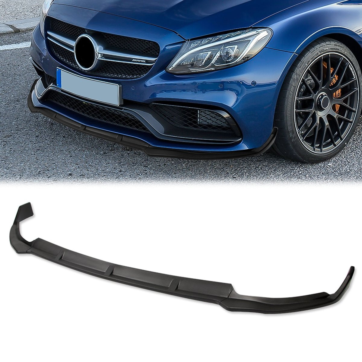 Stay Tuned Performance, 19-20 Mercedes-Benz C-Class W205 Front Bumper Lip -3 Pieces Style [Matte Black]