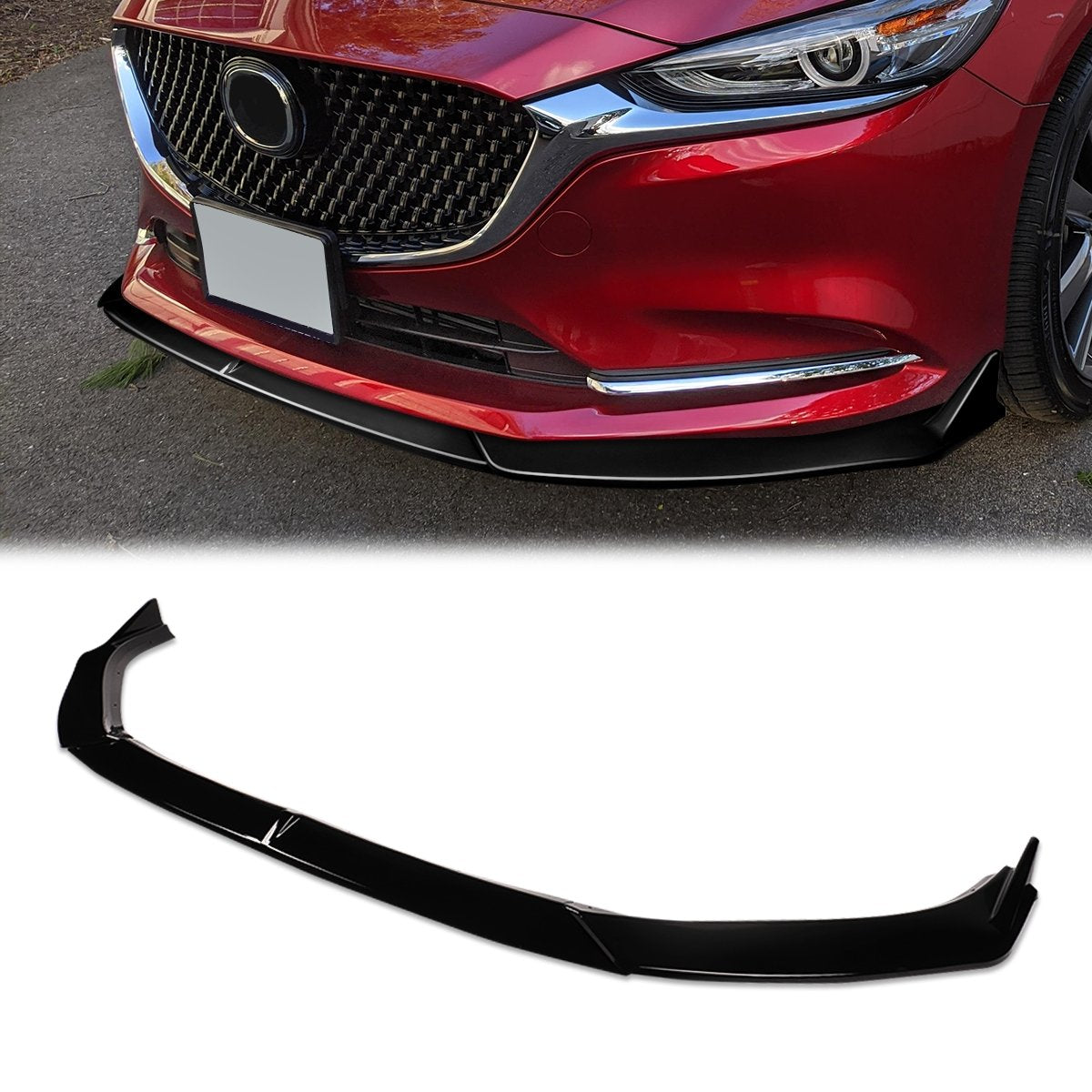 Stay Tuned Performance, 19-21 Mazda 6 Front Bumper Lip - 3 Pieces Design [Gloss Black]