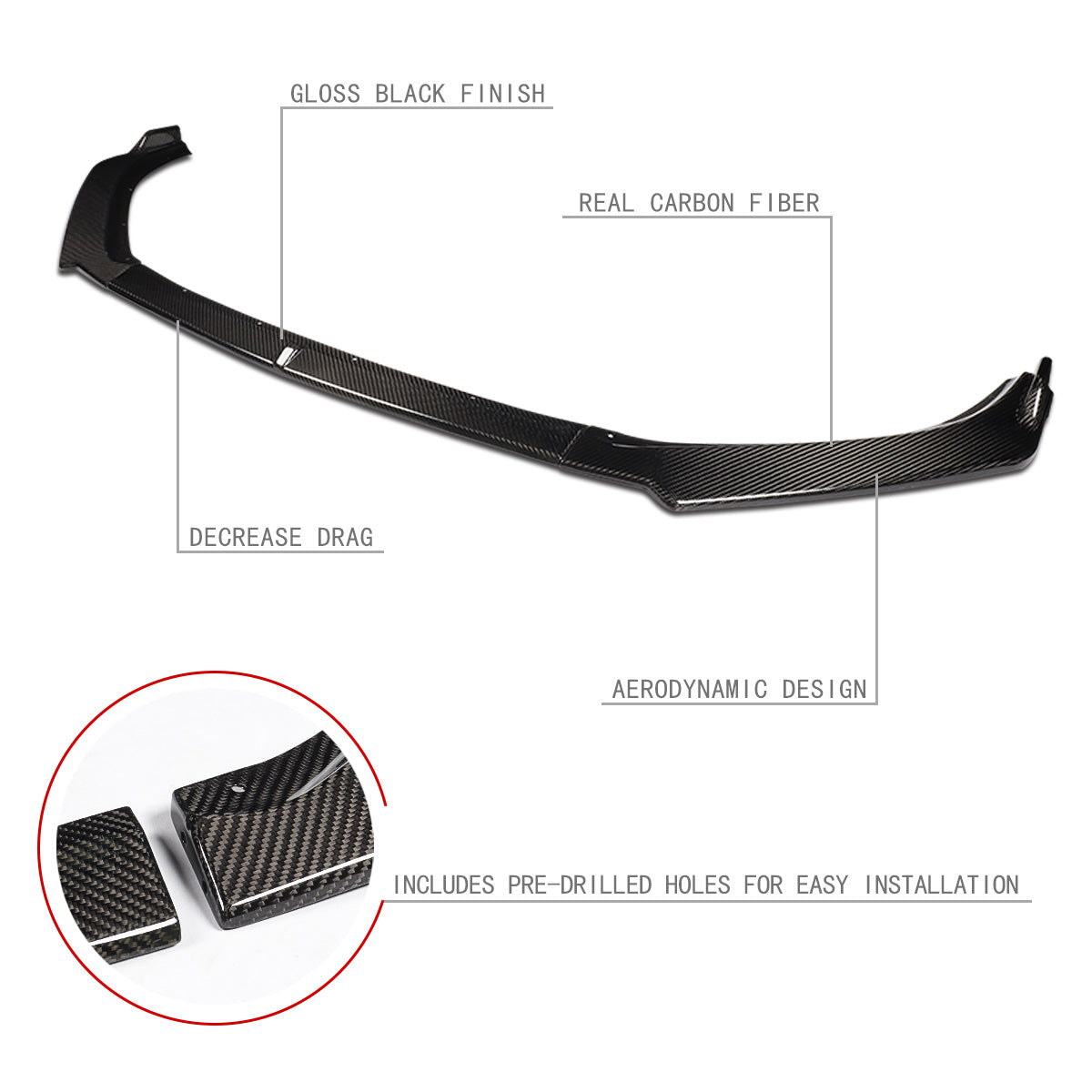 Stay Tuned Performance, 19-21 Mazda 6 Front Bumper Lip - 3 Pieces Design [Real Carbon Fiber]