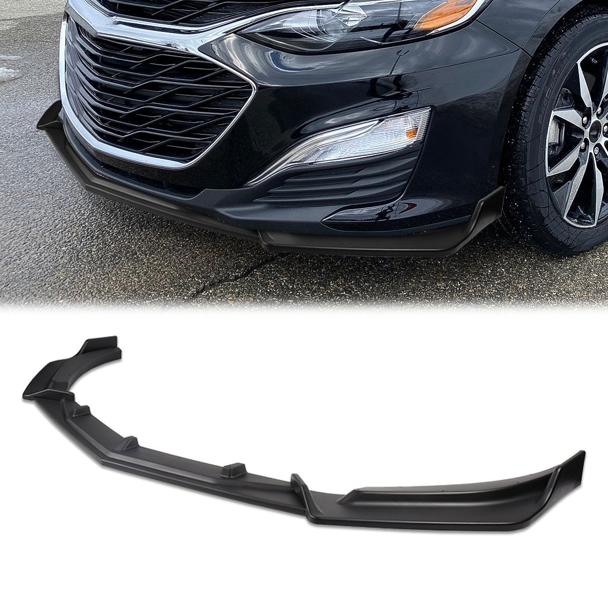 Stay Tuned Performance, 19-22 Chevy Malibu Front Bumper Lip - 3 Pieces Design [Matte Black]