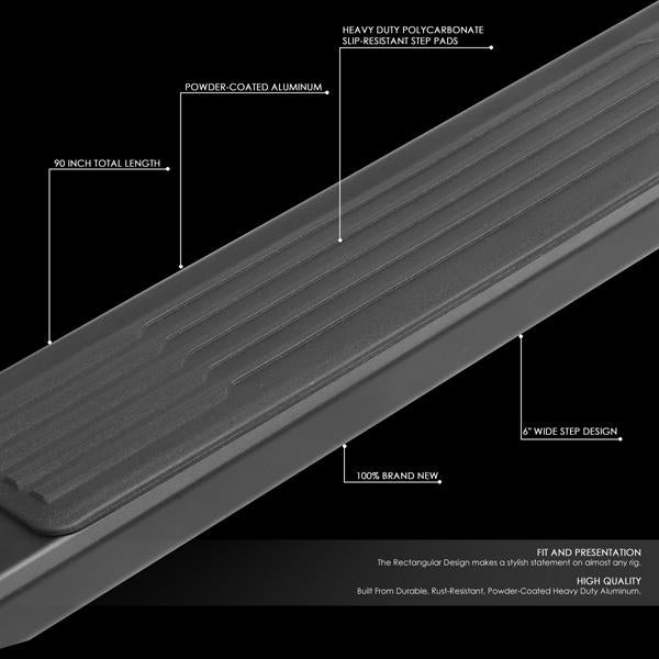 CAAP, 19-22 Chevy Silverado GMC Sierra 1500 Crew Cab 6"OD Side Step Bar Running Boards - Aluminum - Black