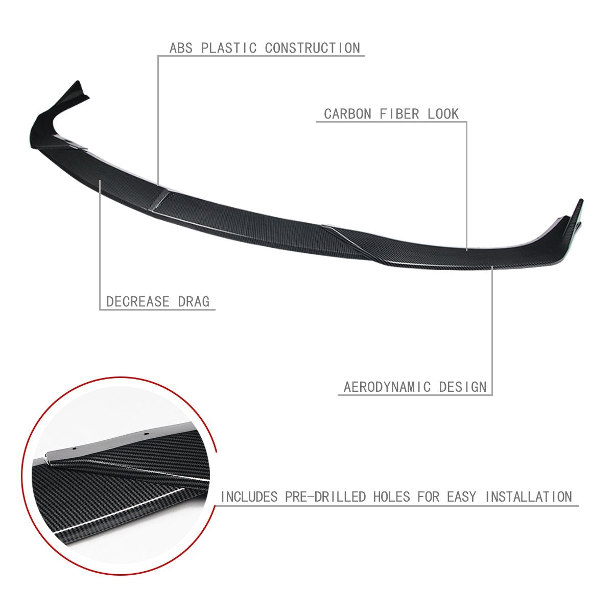 Stay Tuned Performance, 19-22 Mazda 3 Front Bumper Lip - 3 Pieces Design [Carbon Fiber Look]