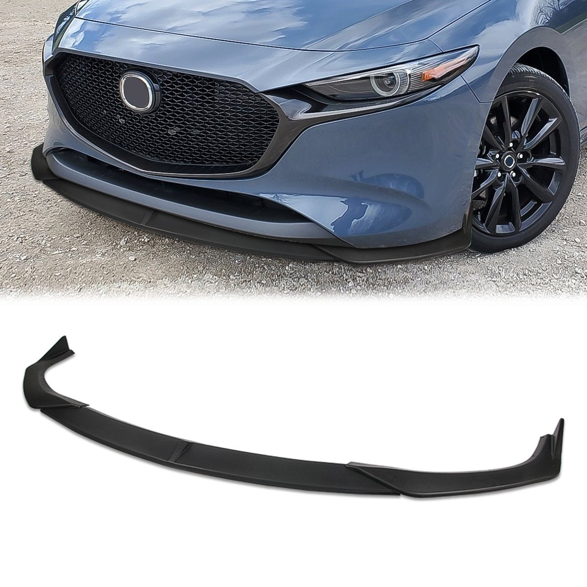 Stay Tuned Performance, 19-22 Mazda 3 Front Bumper Lip - 3 Pieces Design [Matte Black]