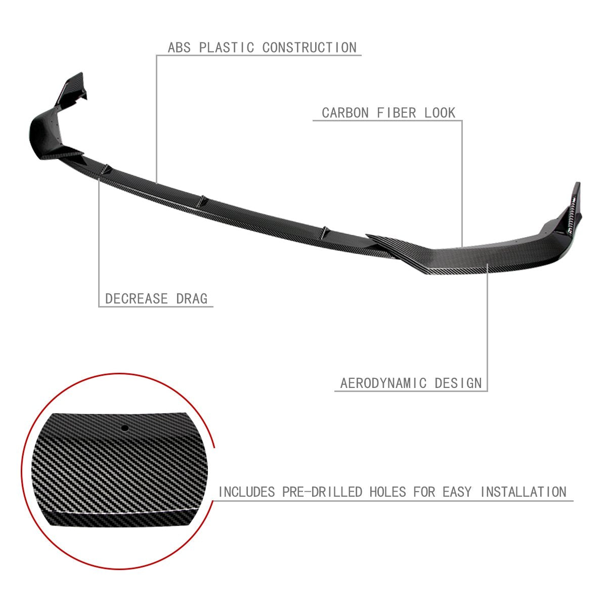 Stay Tuned Performance, 19-22 Toyota Corolla (EU) Front Bumper Lip - 3 Pieces Design [Carbon Fiber Look]