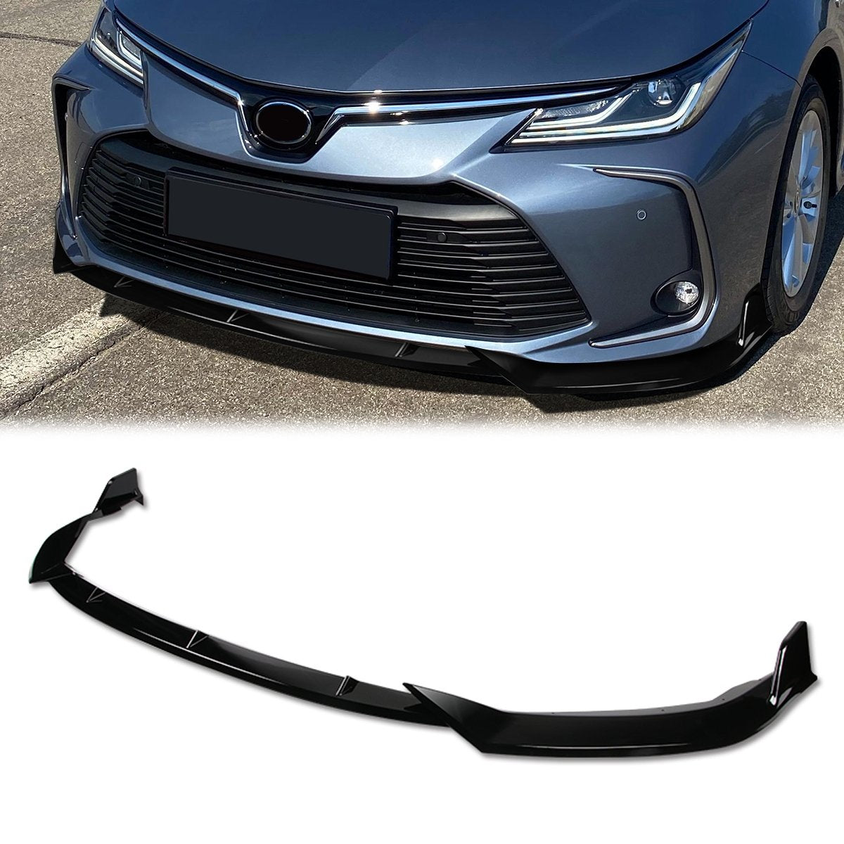 Stay Tuned Performance, 19-22 Toyota Corolla (EU) Front Bumper Lip - 3 Pieces Design [Gloss Black]