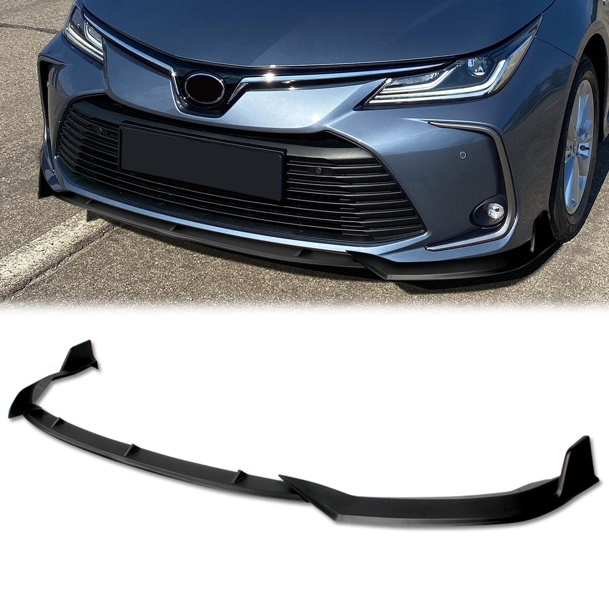 Stay Tuned Performance, 19-22 Toyota Corolla L/ LE/ XLE Front Bumper Lip - 3 Pieces Design [Matte Black]