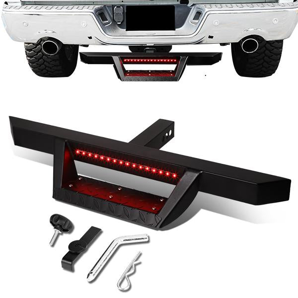 CAAP, 2" Receiver Trailer Receiver Tow Hitch Step w/LED Brake Light - 3.2" x 2.25" Square Bar - Black