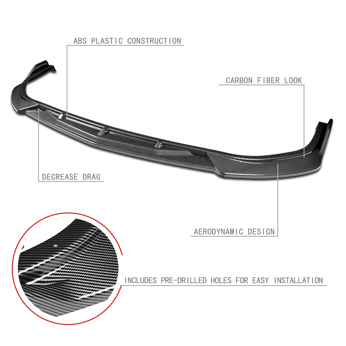 Stay Tuned Performance, 20-22 Hyundai Sonata Front Bumper Lip - 3 Pieces CK Style [Carbon Fiber Look]