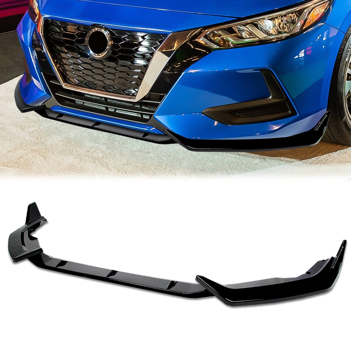 Stay Tuned Performance, 20-22 Nissan Sentra Front Bumper Lip - 3 Pieces Design [Gloss Black]