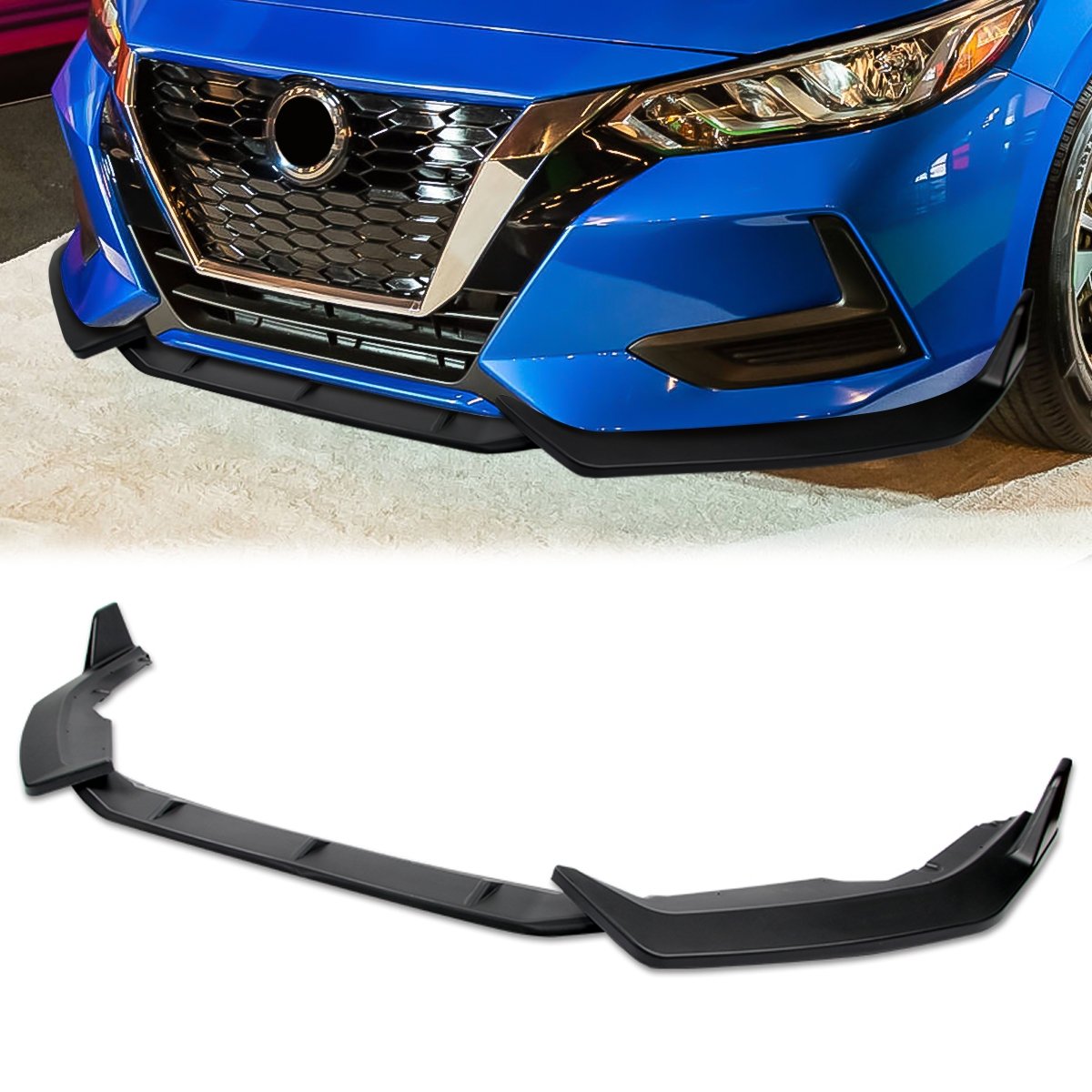 Stay Tuned Performance, 20-22 Nissan Sentra Front Bumper Lip - 3 Pieces Design [Matte Black]