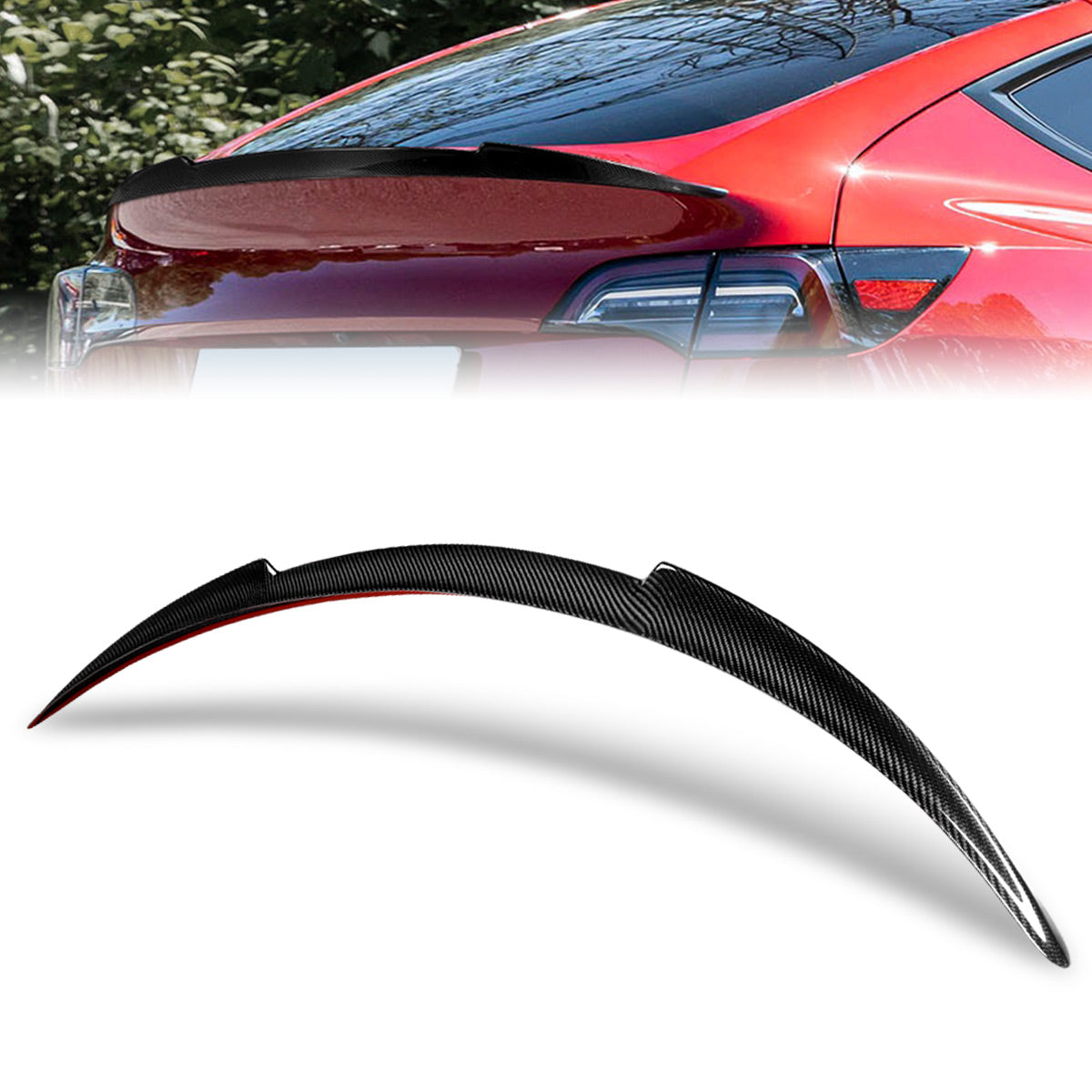 Stay Tuned Performance, 20-22 Tesla Y V-Style Rear Trunk Lid Spoiler - Carbon Fiber