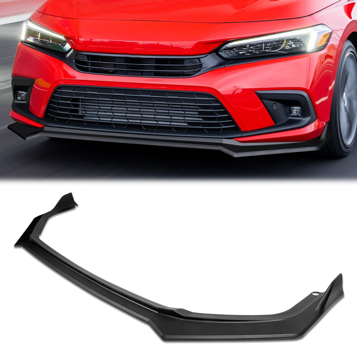 Stay Tuned Performance, 2022 Honda Civic Sedan Type-R Style Front Bumper Lip - Matte Black