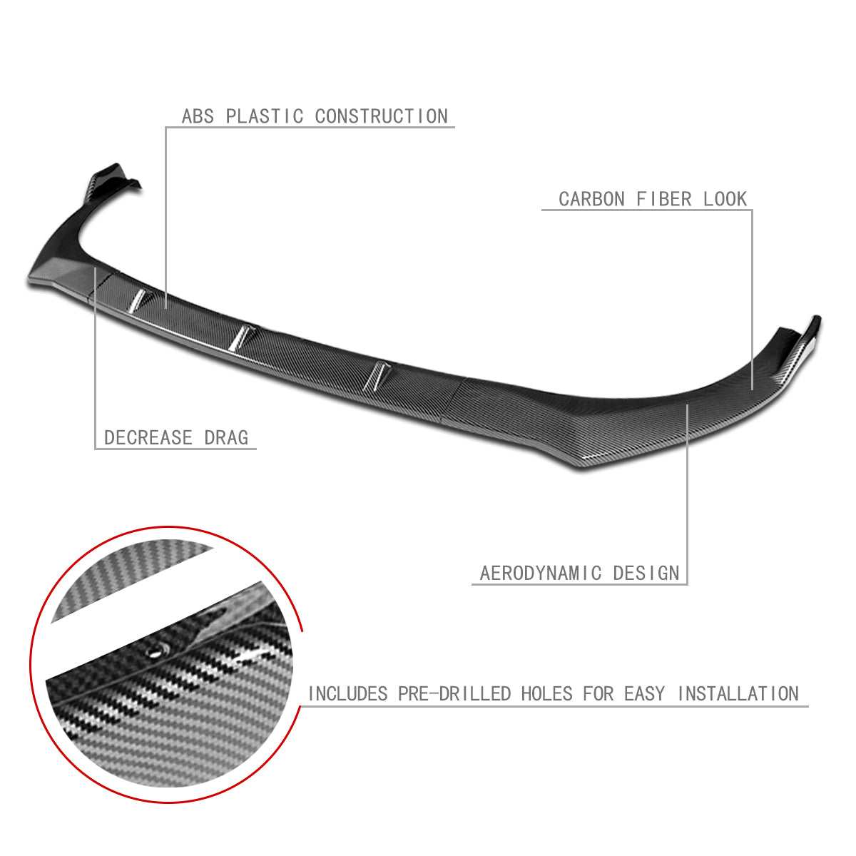 Stay Tuned Performance, 21-22 Hyundai Elantra Front Bumper Lip - 3 Pieces STP Style [Carbon Fiber Look]