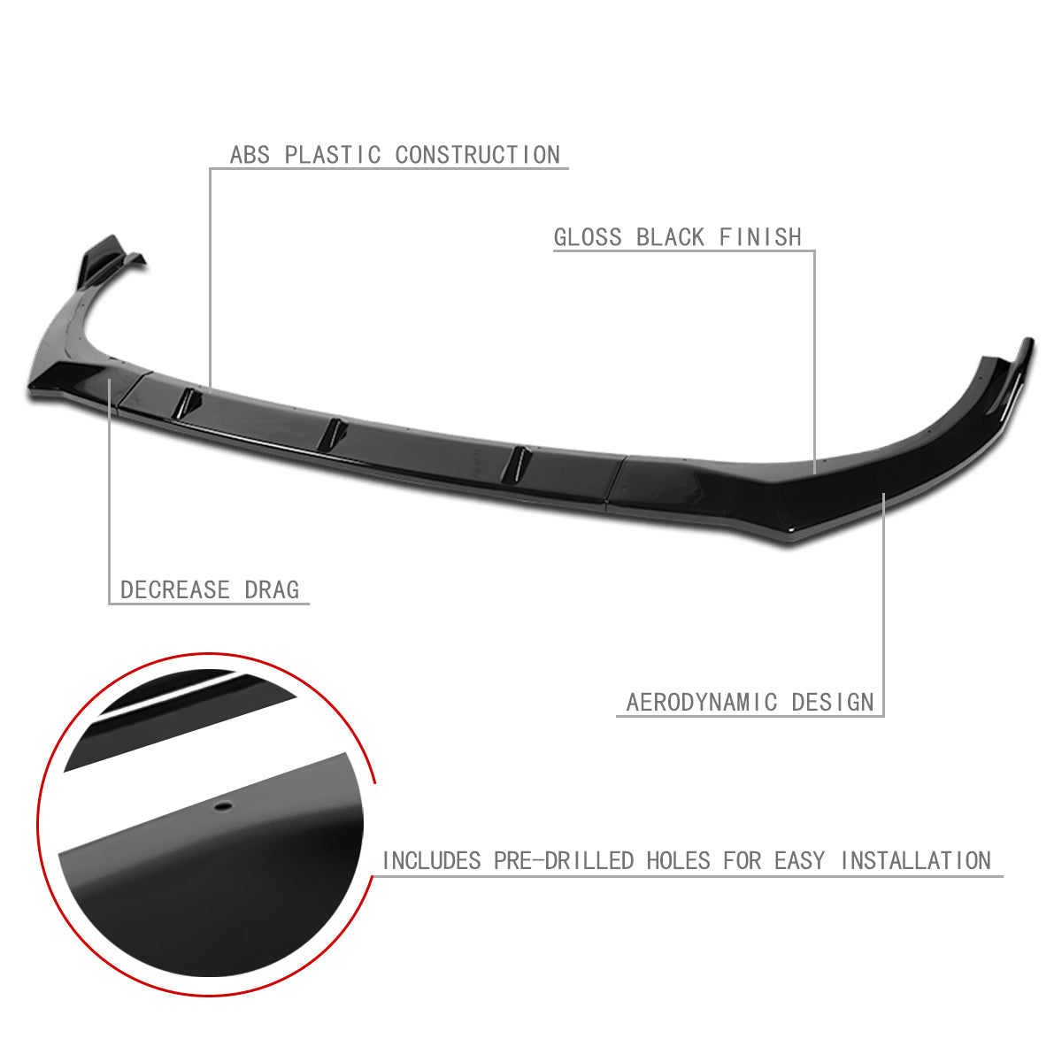 Stay Tuned Performance, 21-22 Hyundai Elantra Front Bumper Lip - 3 Pieces STP Style [Gloss Black]