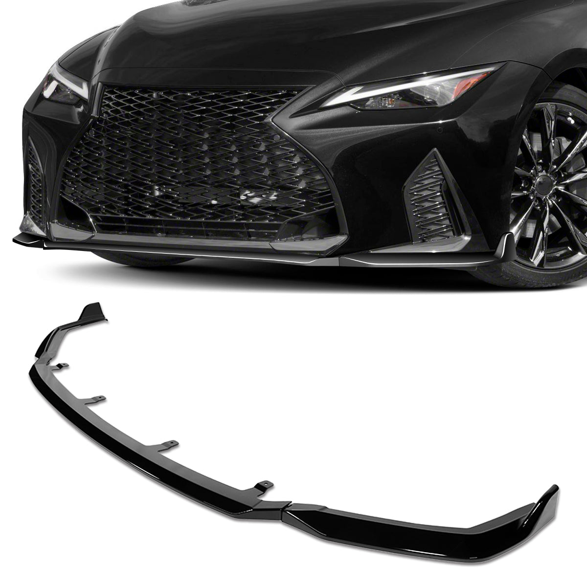 Stay Tuned Performance, 21-22 Lexus IS350 IS500 V-Style Front Bumper Lip - Gloss Black