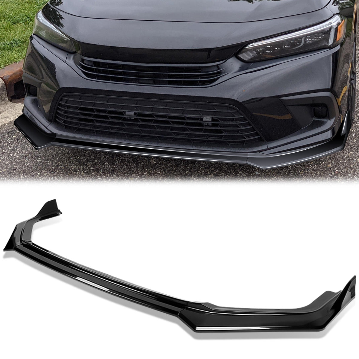 Stay Tuned Performance, 22-23 Honda Civic Sedan Type-R Style Front Lip Spoiler - Glossy