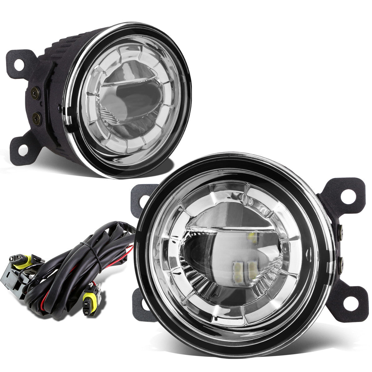 DNA Motoring, 3.5 in. Round Clear Lens LED Projector Fog Light - w/Mount Kit+Bulbs