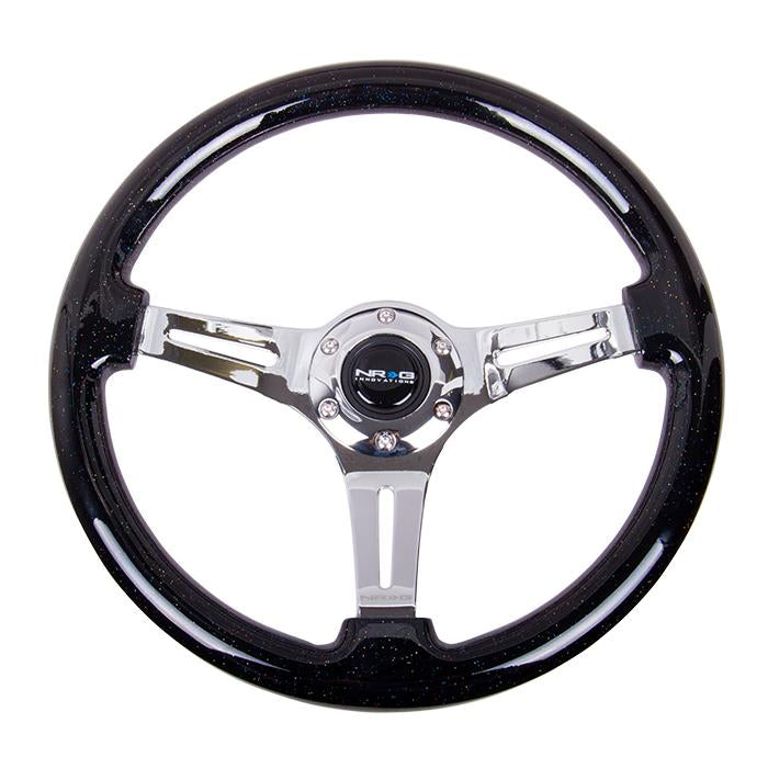 NRG Innovations, 350mm 2 in. Deep Dish Galaxy Classic Wood Grain Steering Wheel - ST-015CH-BSB