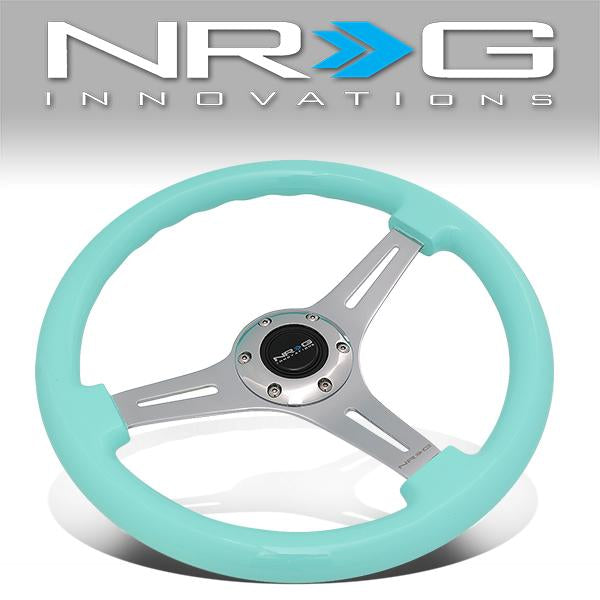 NRG Innovations, 350mm 2 in. Deep Dish Minty-Fresh Colored Wood Grip Steering Wheel - ST-015CH-MF