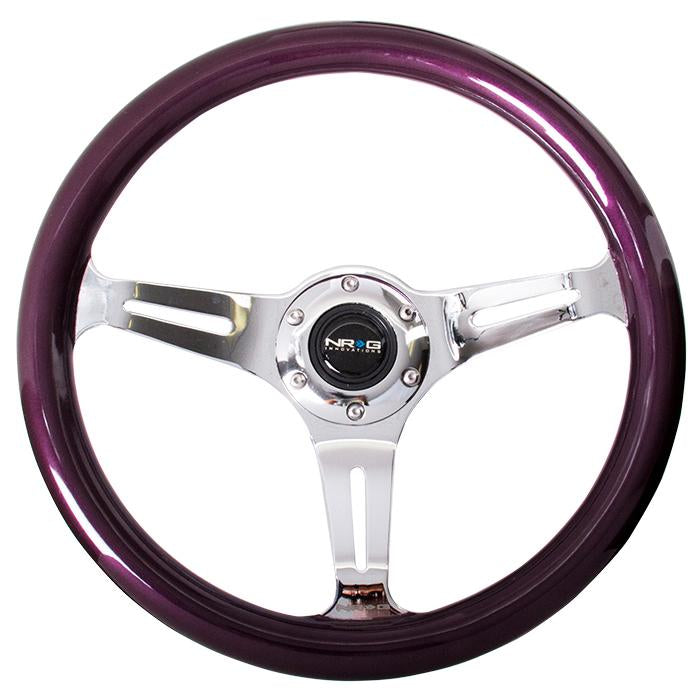 NRG Innovations, 350mm 2 in. Deep Dish Purple Colored Wood Grain Steering Wheel - ST-015CH-PP