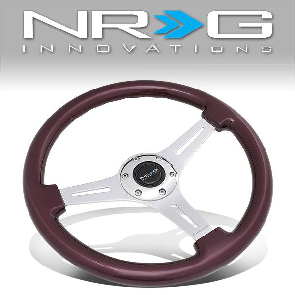 NRG Innovations, 350mm 2 in. Deep Dish Purple Colored Wood Grain Steering Wheel - ST-015CH-PP