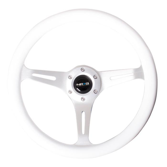 NRG Innovations, 350mm 2 in. Deep Dish White Colored Wood Grain Steering Wheel - ST-015CH-WT