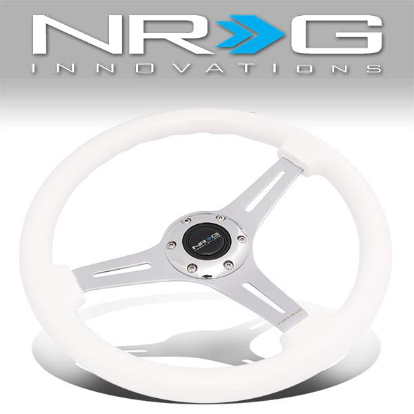 NRG Innovations, 350mm 2 in. Deep Dish White Colored Wood Grain Steering Wheel - ST-015CH-WT