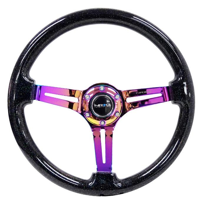 NRG Innovations, 350mm Galaxy Color Sparkle Wood Grip Steering Wheel - RST-018BSB-MC