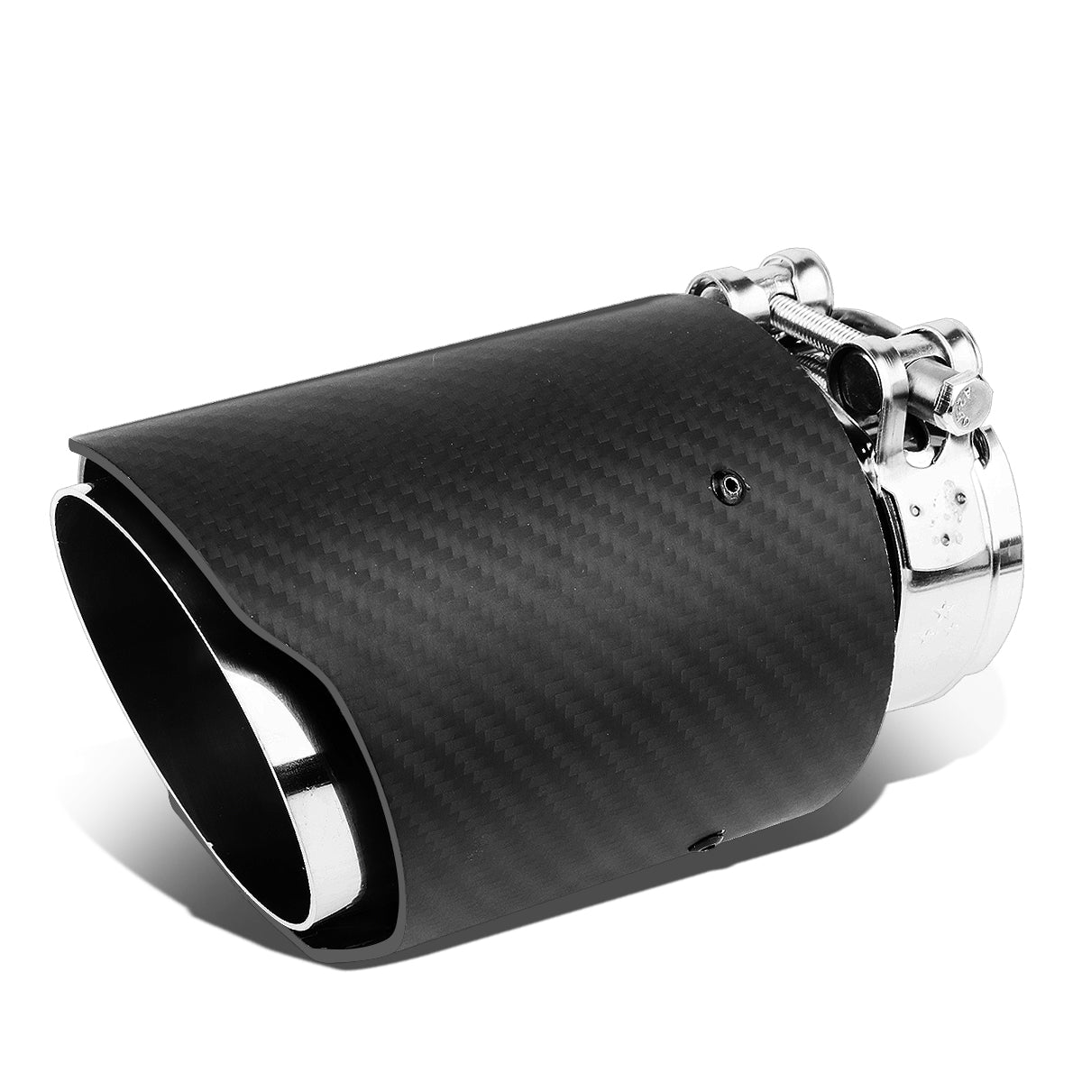 J2 Engineering, 6.5 in. Length 2.4 in. ID Stainless Steel Exhaust Muffler Tip w/3.6 in. OD Carbon Fiber Pattern Cover