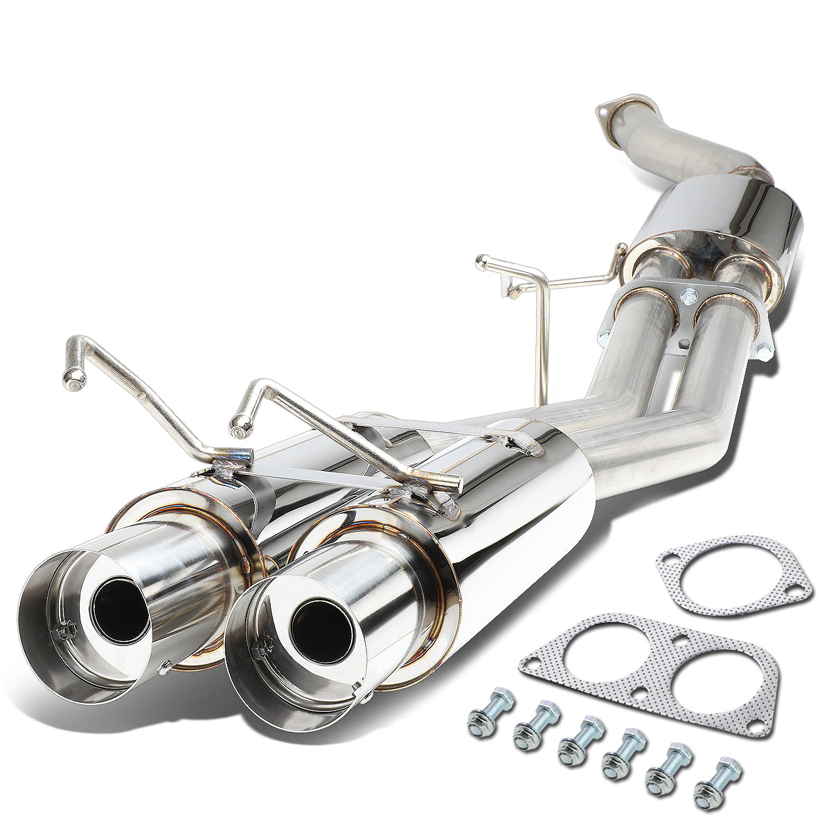 J2 Engineering, 89-94 Nissan 240SX Catback Exhaust System w/3.5 in. OD Muffler Tip - Stainless Steel