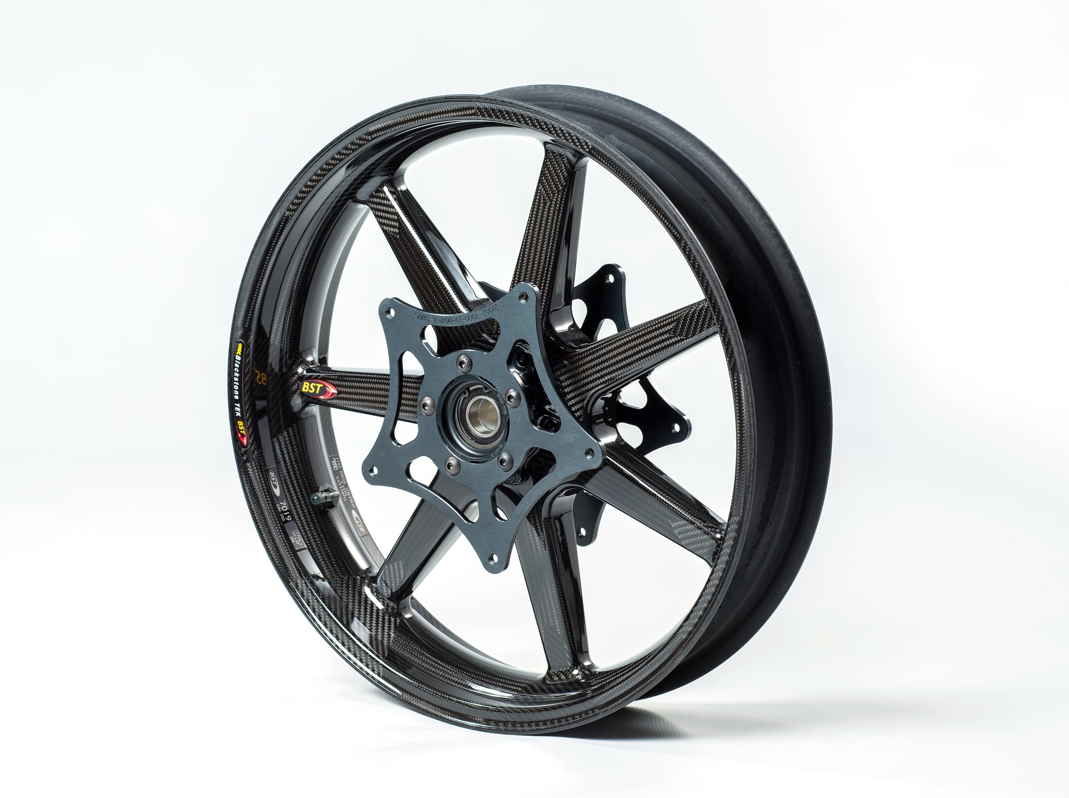 BST, BST BMW K1200S / K1200R Carbon Wheel "Panther TEK" (front, 7 straight spokes, black hubs)